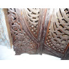 holz Paravent rond 2 paons teinté foncé
