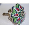 Pumpkin handle in green porcelain and red flowers - silver
