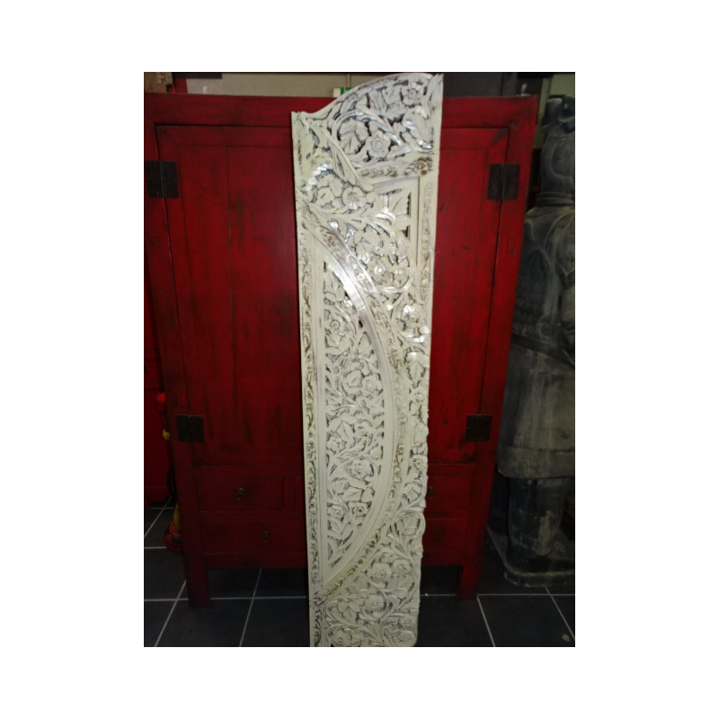 Paravent rond fleurs blanc poncé