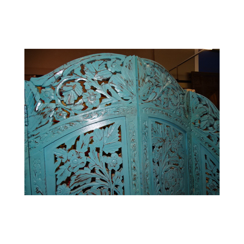 Round Screen sanded turquoise flowers
