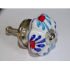 White pumpkin handle and turquoise and ultramarine flowers - silver