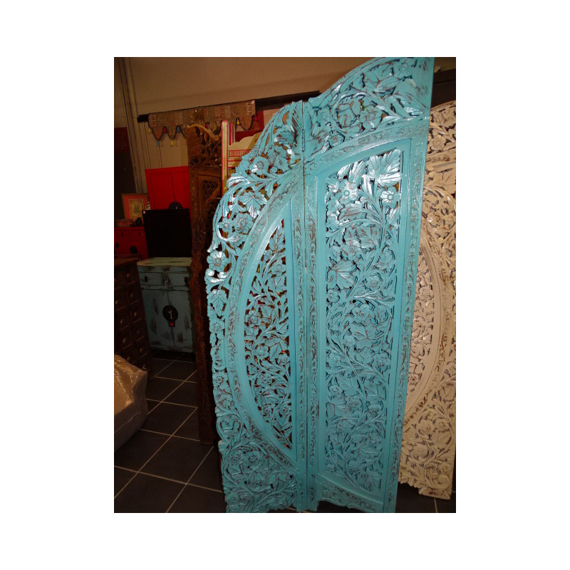 Round Screen sanded turquoise flowers