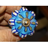 Pumpkin handle in turquoise porcelain and white petals - silver