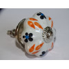 Poignée citrouille en porcelaine blanche et 4 flammes oranges - argenté