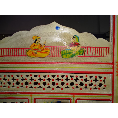 Pantalla pintada (Mughal - Blanco