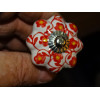 Mango de calabaza en porcelana blanca y flor roja - plata