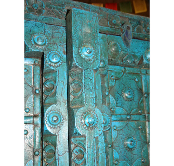 Portes de placard turquoise avec arche en 77 X 170 cm