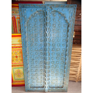 Turquoise cupboard doors with arch in 92 X 170 cm