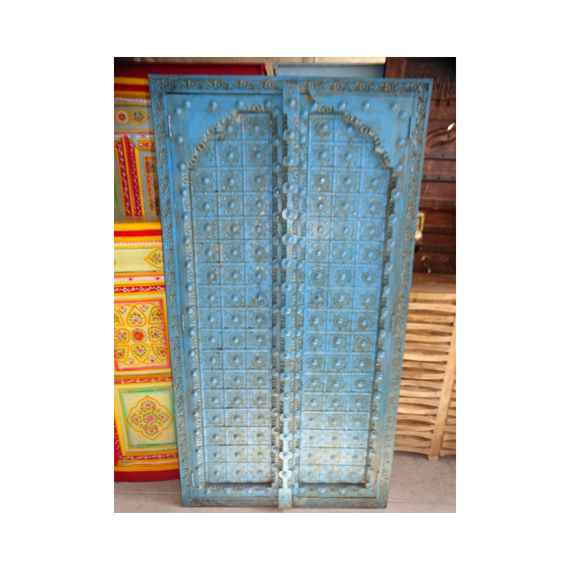 Turquoise cupboard doors with arch in 92 X 170 cm