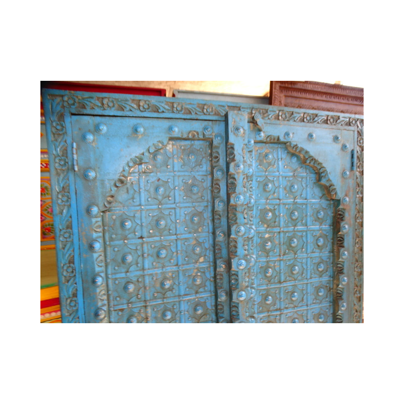 Portes de placard turquoise avec arche en 92 X 170 cm
