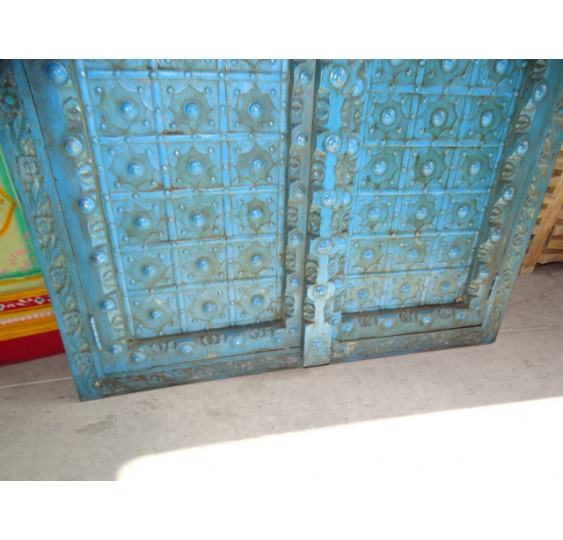 Turquoise cupboard doors with arch in 92 X 170 cm