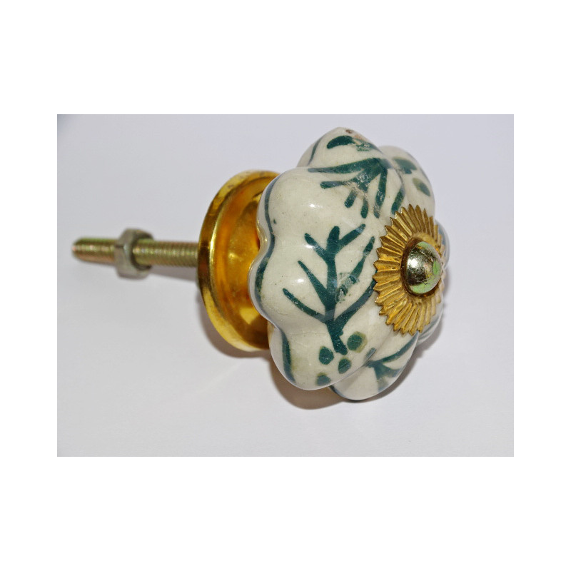Porcelain handle pumpkin green ferns