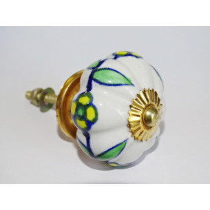 Boutons citrouille blanche 5 fleurs jaunes
