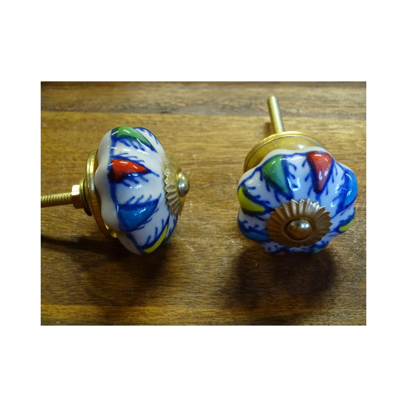Porcelain Pumpkin Triangle Multicolor Handle
