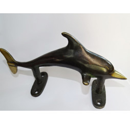 Bronze Griff Delphin dunkle Patina