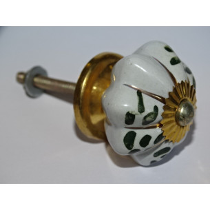 Green Vintage Pumpkin Buttons 35 mm with Gold Lines