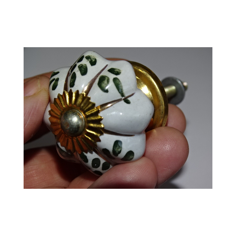 Green Vintage Pumpkin Buttons 35 mm with Gold Lines