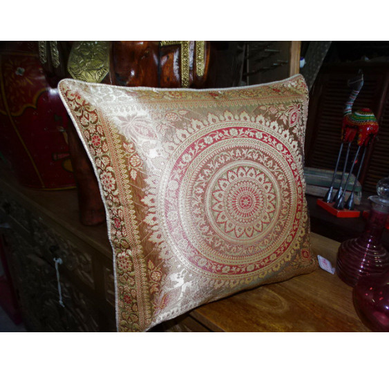 cushion cover Mandala simple écru/pink pastel