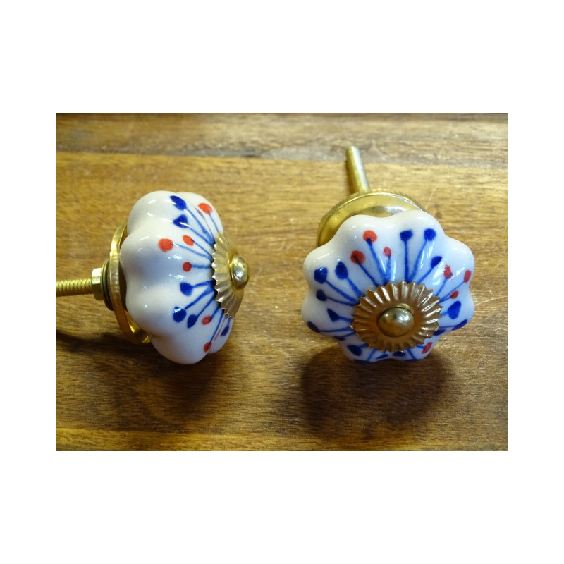 Porcelana mango calabaza estambres de color azul