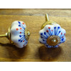 Ceramic cabinet knob pumpkin blue stamens