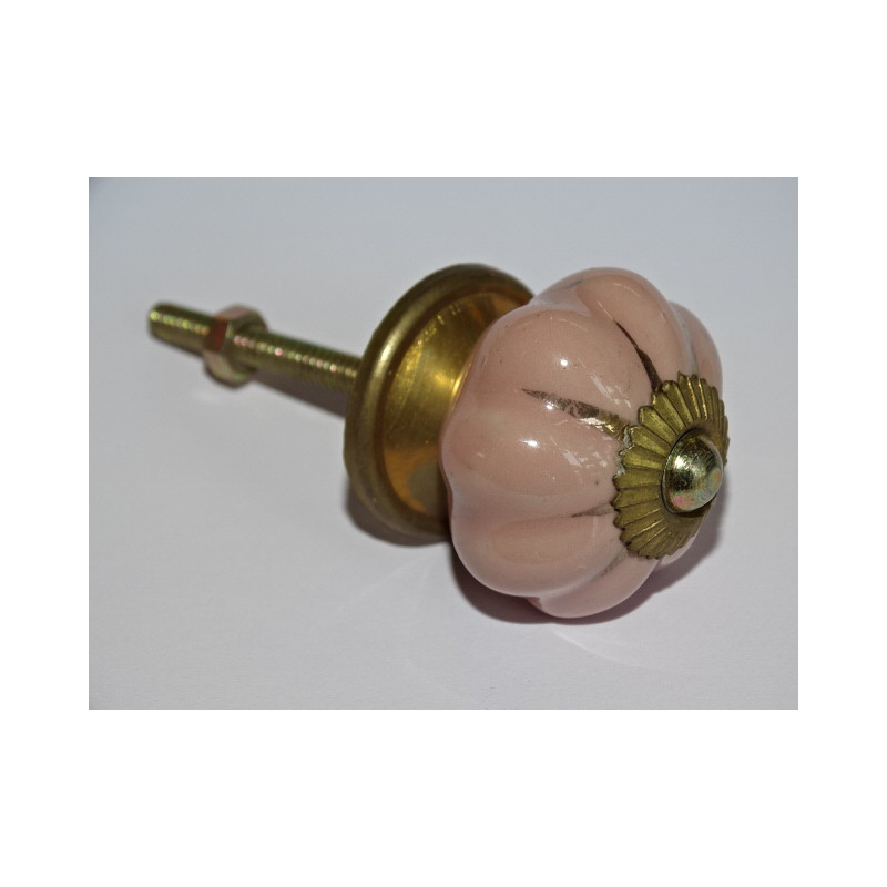 Kürbis Buttons 35mm beige rötlich mit goldenen Linien