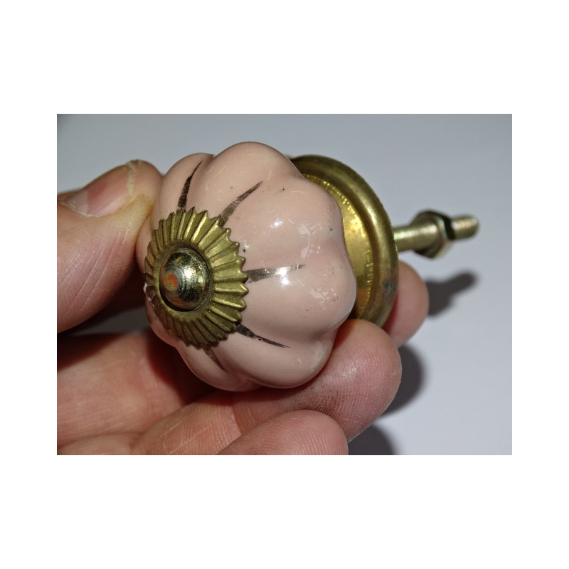 Kürbis Buttons 35mm beige rötlich mit goldenen Linien