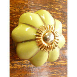 Porcelain knobs yellow canarie filet gold