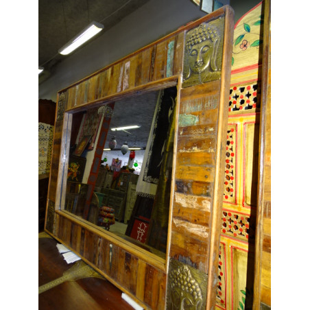 Espejo Buda en teca reciclada 120 x 90 cm horizontal