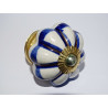 White pumpkin handles with blue and gold strokes