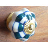 Boutons porcelaine damier vert