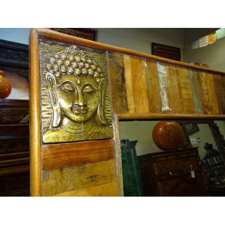 Spiegel Buddha aus recyceltem Teakholz 120 x 60 cm horizontal