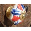 butons pumpkin floral red and blue