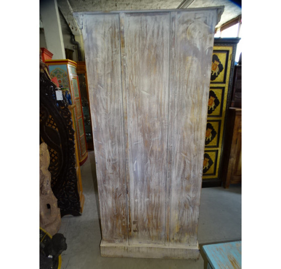 Armario antiguo de chapa de latón patinado blanco 85x50x180 cm
