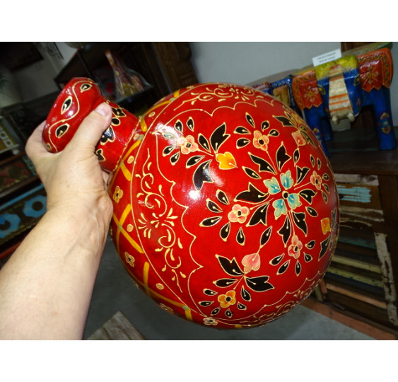 Handbemalter Wasserkrug aus Metall, Rot, 42 cm
