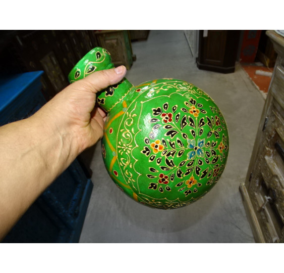 Vaso per acqua in metallo dipinto a mano verde 30 cm