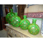 Green hand painted metal water jar 30 cm