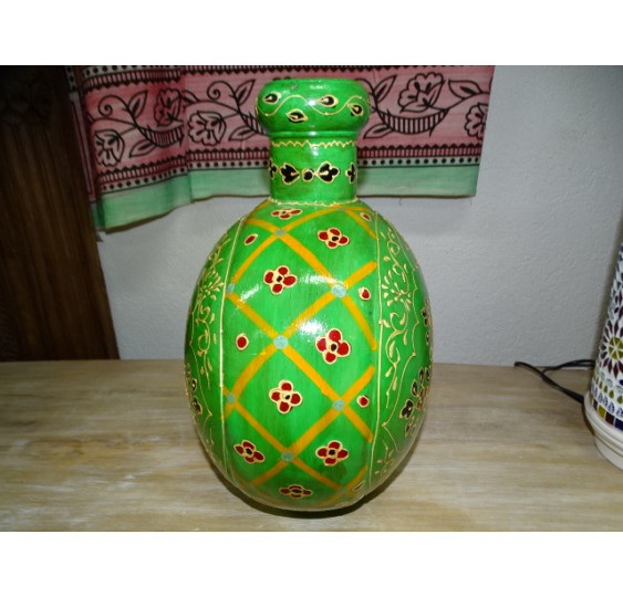 Vaso per acqua in metallo dipinto a mano verde 36 cm