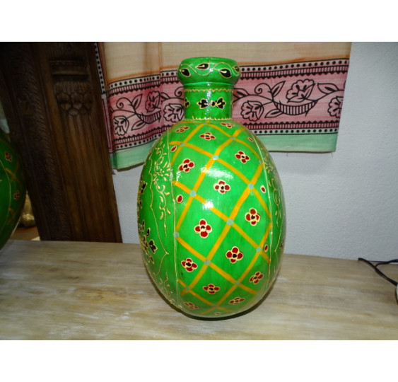 Vaso per acqua in metallo dipinto a mano verde 42 cm