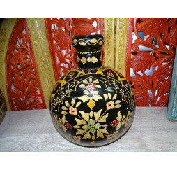 Black hand painted metal water jar 36 cm