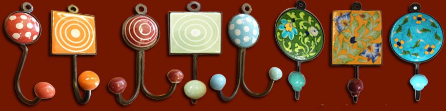 Coat hooks and coat ceramic door. Fully made and hand painted.