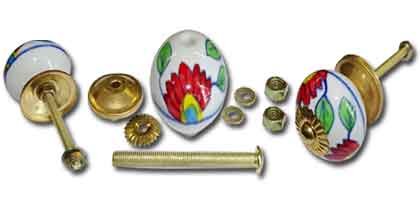 Buttons, knobs and door handles and drawer porcelain, ceramic handles.
