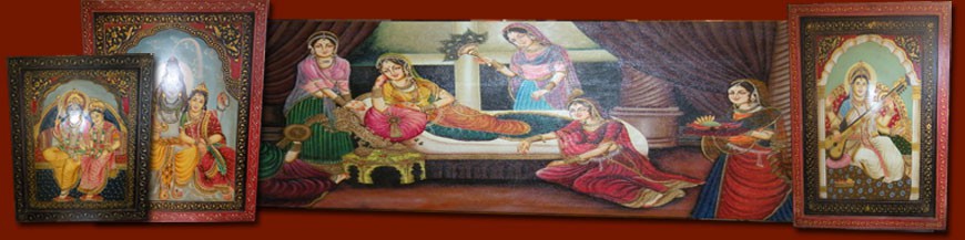 Indische Gemälde von Künstlern von Rajasthan.